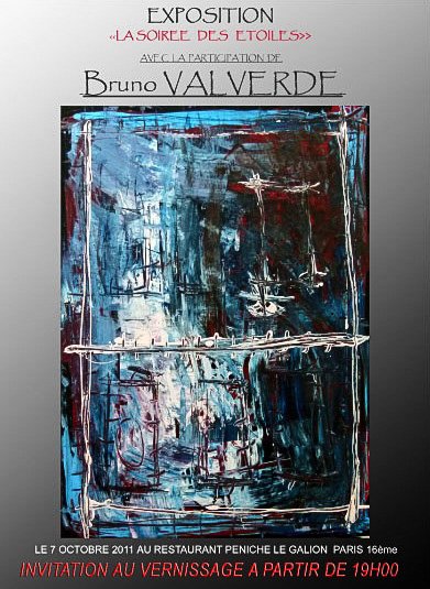 alt="tableau abstrait affiche exposition LE GALION PARIS 2011 de bruno VALVERDE artiste peintre"