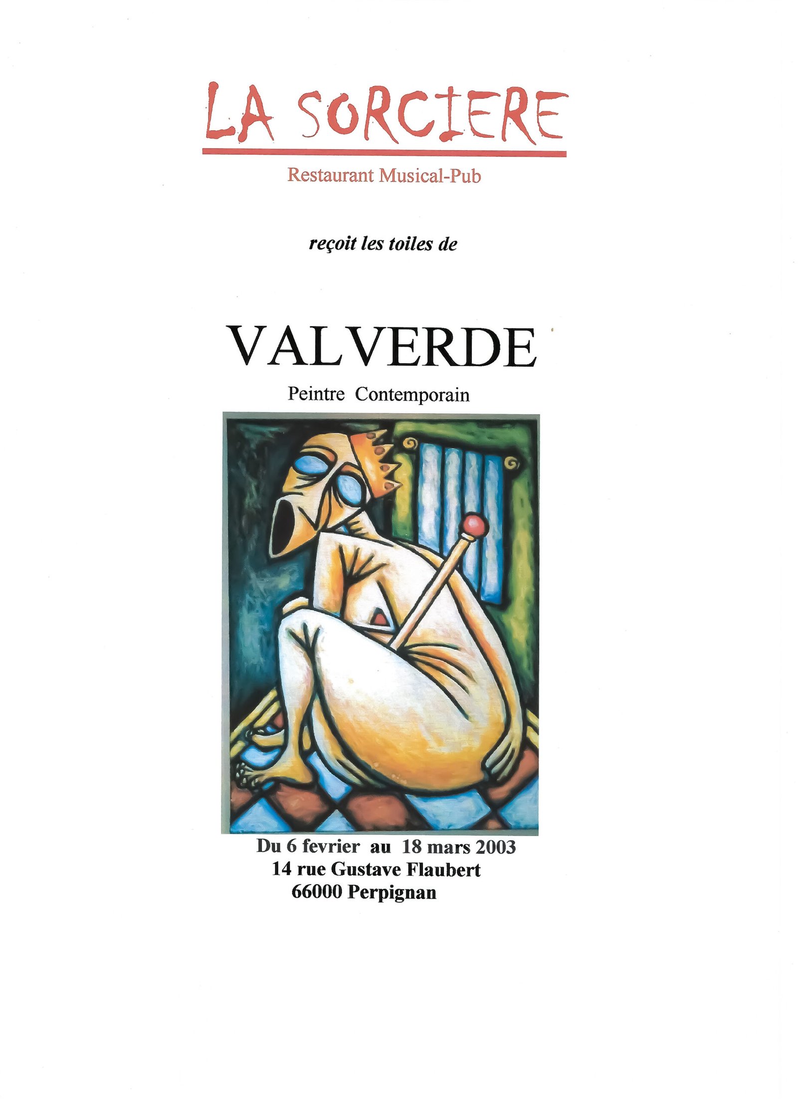 alt="un fou dans sa salle de bain affiche exposition perpignan 2003 de bruno VALVERDE artiste peintre"