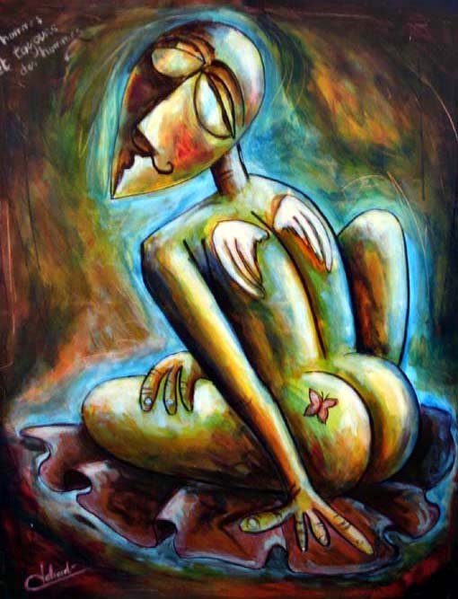 alt="Dalí nu de dos assis sur la cape d'un toréador de bruno VALVERDE artiste peintre"